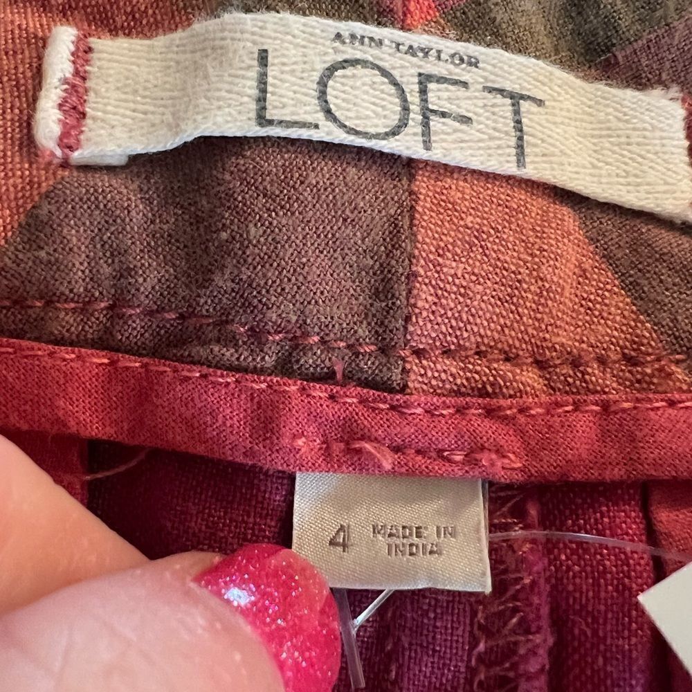 NWT beautiful Loft size 4 pink and orange plaid shorts - Picture 6 of 8